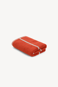 Hand Towel in Terracotta & Stone Pinstripe